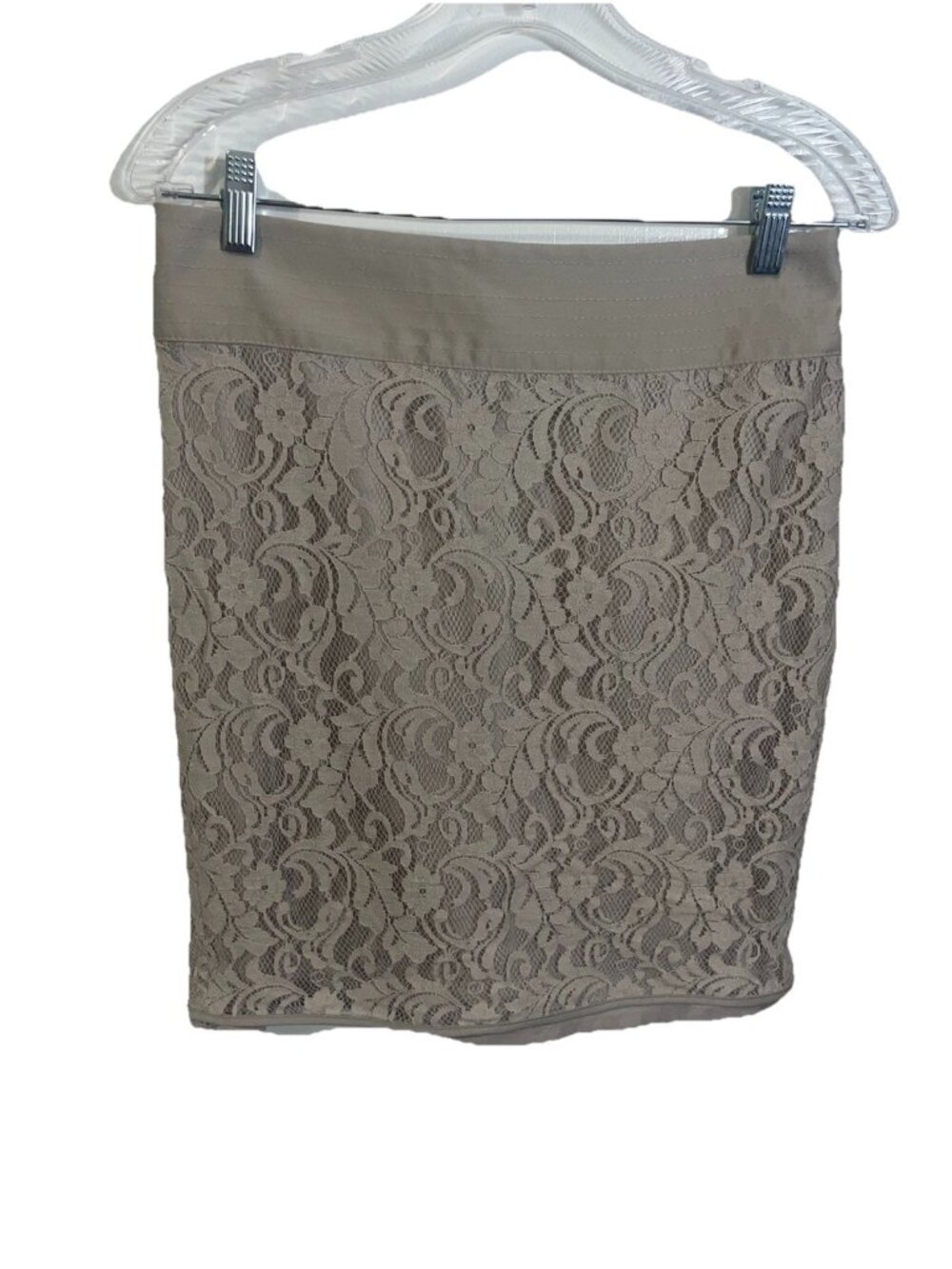 THE LIMITED Women's Size 2 Lace Overlay Pencil Beige Skirt Career Business